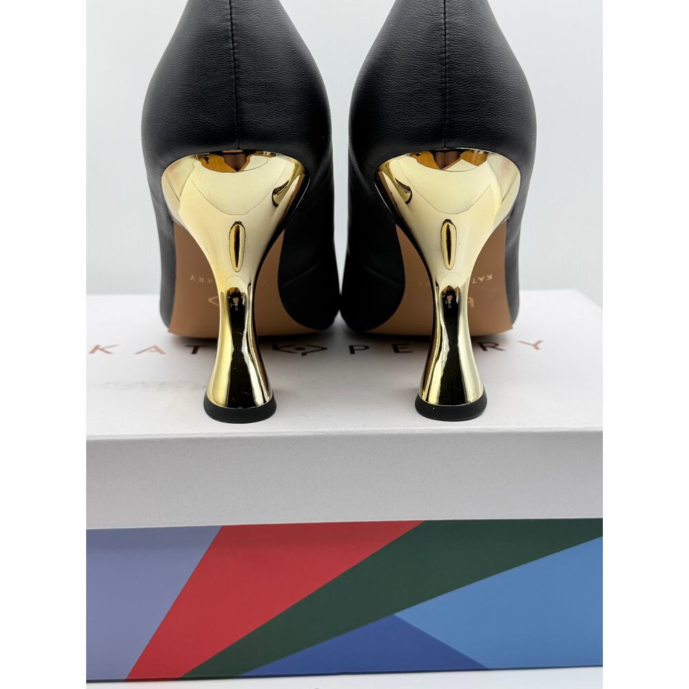 Katy Perry Laterr Pumps Black Gold Mirror Heels Size 9 Pointed Toe Original Box - Picture 3 of 11